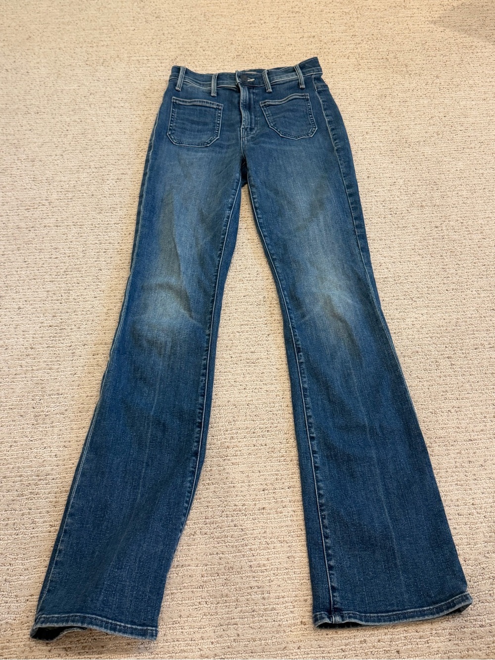MOTHER Blue Women's Flare Jeans - Mid Wash Denim
